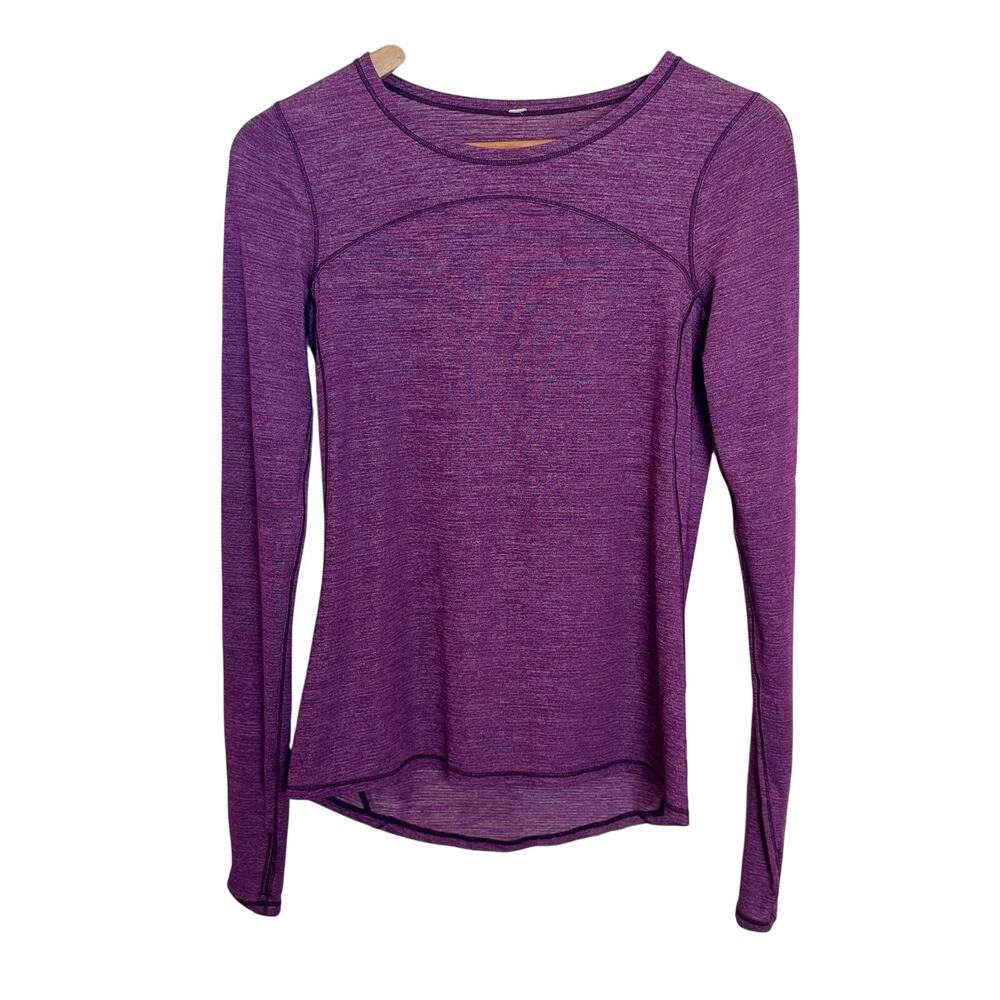 Lululemon Purple Heather Long Sleeve Running Top Seamless Thumbholes Size S